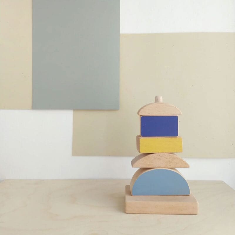 Geometric wooden stacking toy